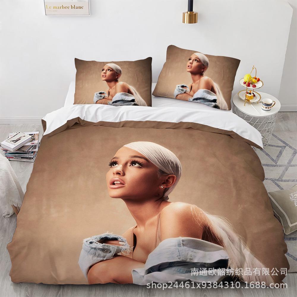 Luxury 3D Ariana Grande Wallpaper Anime Digital Printing Set Quilt Cover Comforter Bed Youth Kids Girl Boys Gift