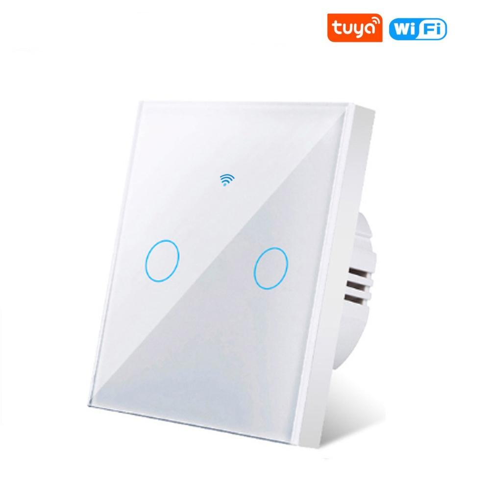 WiFi EU Сенсорный выключатель света на стену 220В Не требует нулевого провода Tuya Smart Life Работает с Alexa Google Home 1/2/3 клавиши