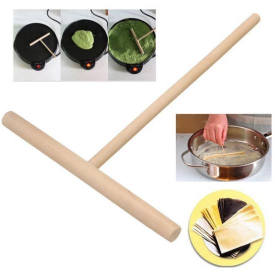 1/1 Set Crepe Spreader Heat-resistant Burr-free Non-stick Time-saving Scratch Resistant Bamboo Dragonfly Egg Pie Scraper Home Supply