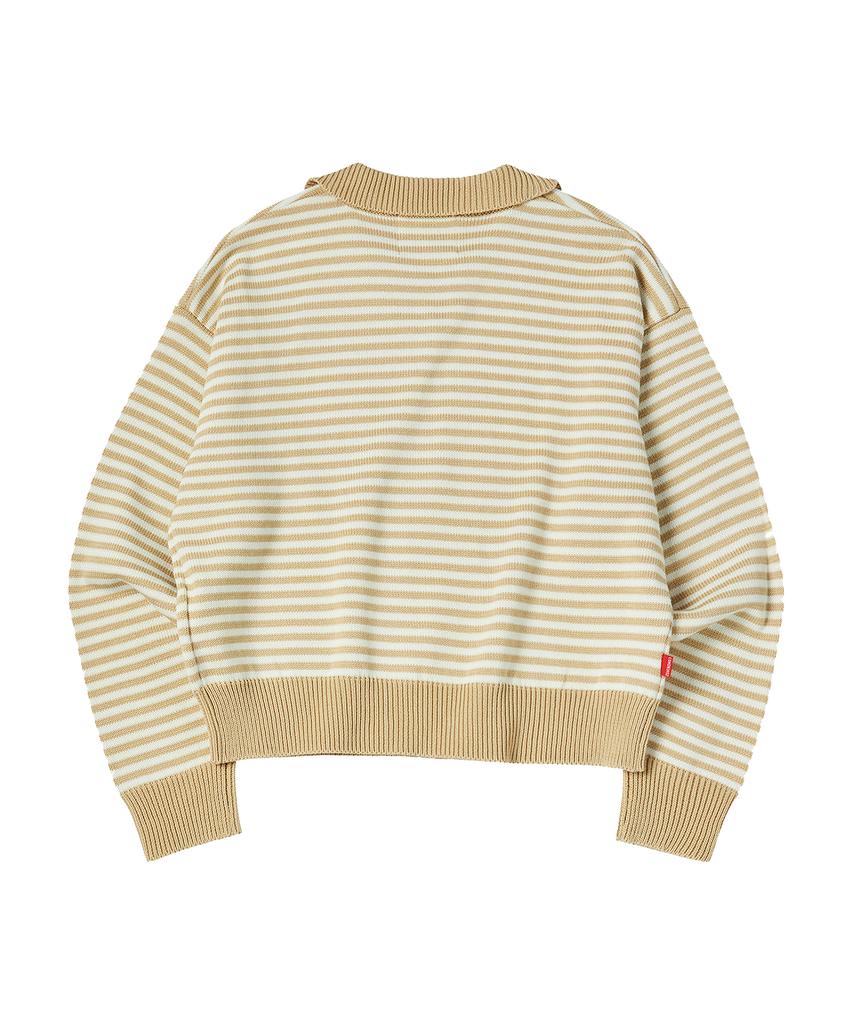 COMONINOZ W Stripe Collar Knit [Yellow]