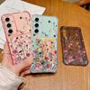 Модный цветочный принт ударопрочный прозрачный силиконовый чехол для Samsung S24 FE S23 Ultra S22 A16 A15 A55 A35 A54 A14 слот для карт мягкий прозрачный чехол для телефона