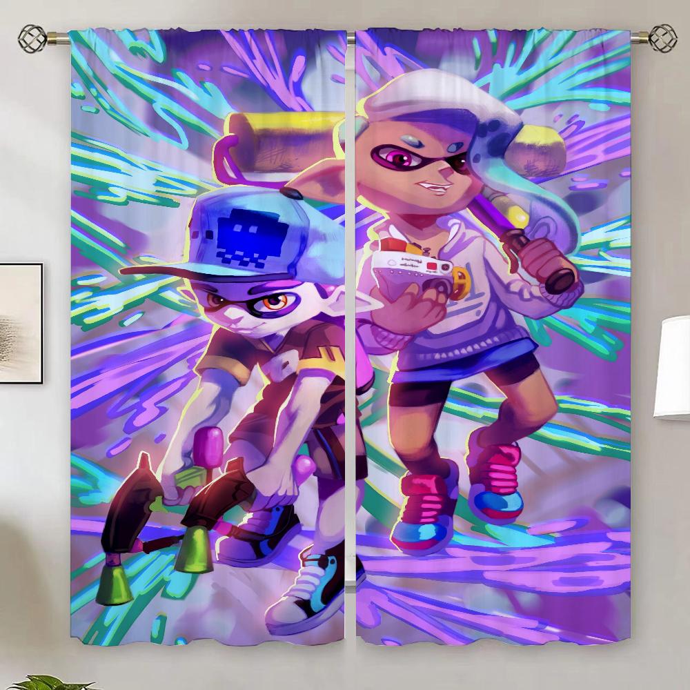 Splatoon Kitchen Curtains for Living Room 2 Elegant Pieces Blackout Curtain 100% Cheap Things With Free Shipping for Home Blinds
