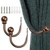2Pcs Retro Curtain Holdbacks U Shaped Curtain Hooks Holder Accesories Decorative Wall Mounted Drapery Holdbacks Clip with Screw