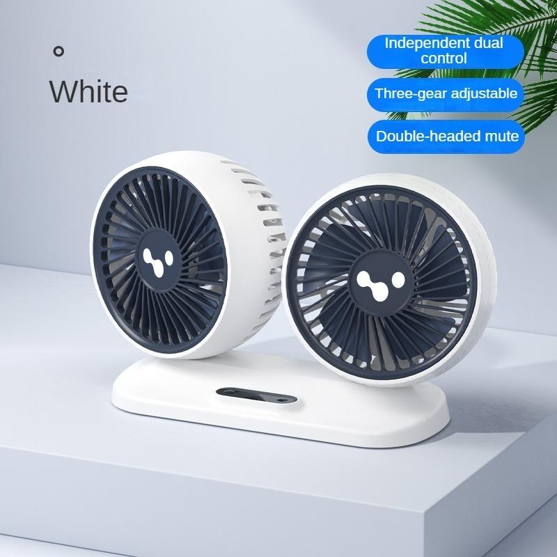 LEIBOO Car USB Fan Dual Head Cooling Air Fan Independent Switch 3-Speed 360 Degree Adjustable Auto Fan Car Electrical Appliances