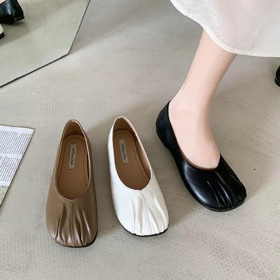 Женские кожаные лоферы без шнуровки, весенне-осенние модные балетки, женские повседневные милые туфли для медсестер с круглым носком на плоской подошве