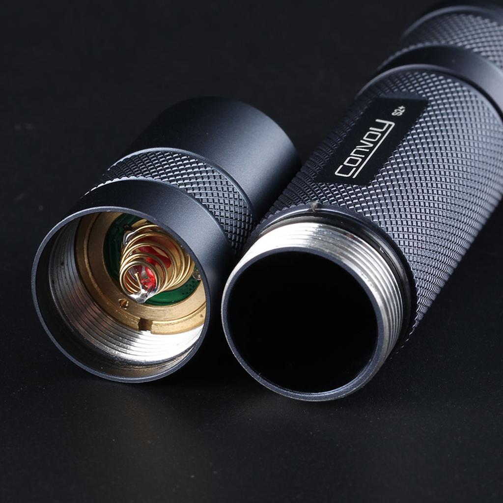 Фонарик Convoy S2+, светодиодный фонарик 18650, ручной фонарик с температурной защитой (нержавеющая сталь40