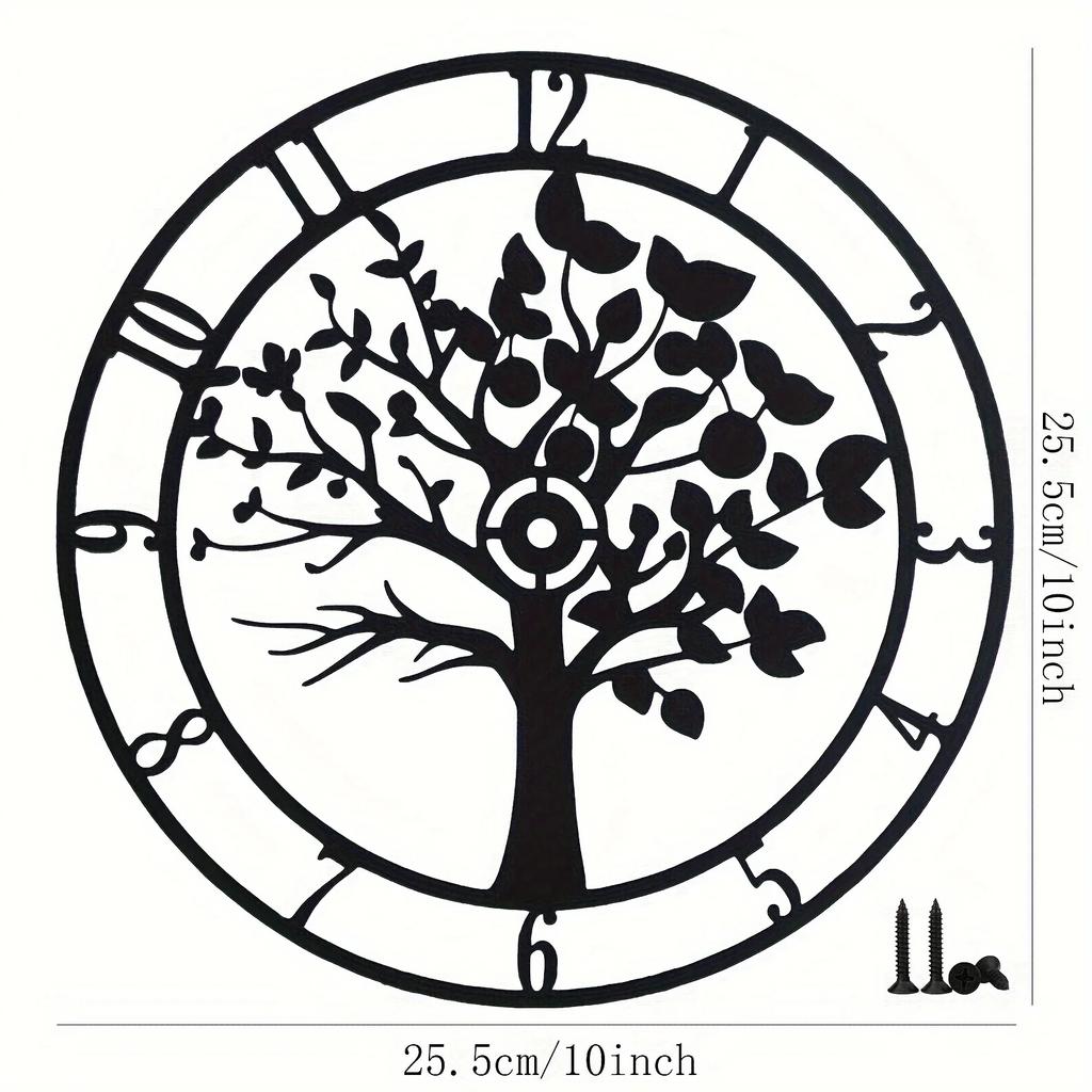 Black Metal Clock Wall Décor - Sleek Clock Dial for Shop, Home, Indoor, and Outdoor Use, Stylish Bedroom and Room Mural Sticker