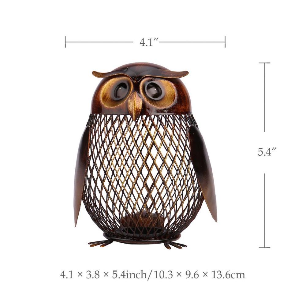 Iron Material Coin Bank Owl Shaped Decorative Ornament Artistic Art Craft Collectible Item