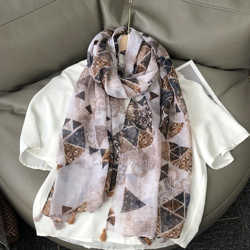 36 Designs Floral Print Voile Tassel Viscose Shawl Scarf Soft Thin Wrap Pashmina Headband Bufandas Muslim Hijab Sjaal 180*90Cm