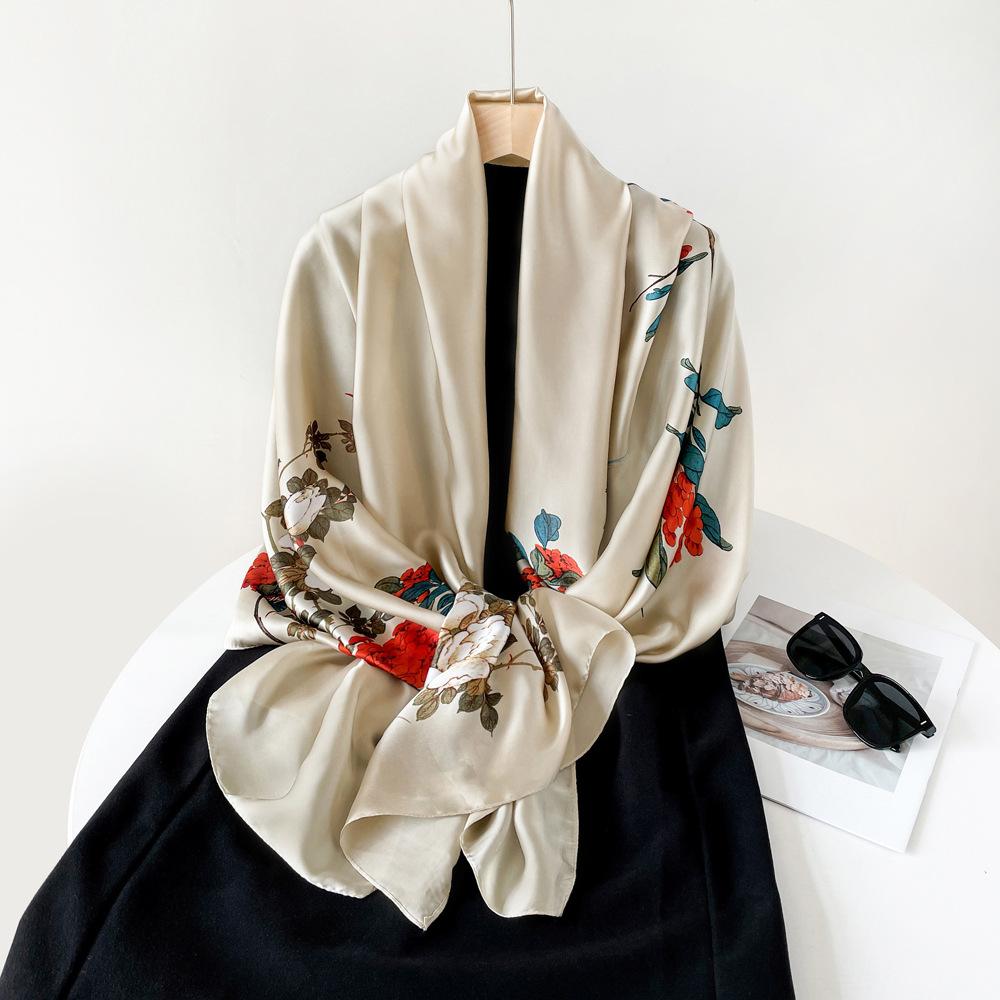 Шарф из шелка средней длины с рисунком «Горная река», высококачественная универсальная шаль для повседневной носки