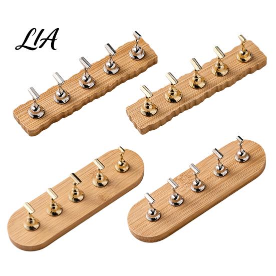 Nail Salon Display Rack Art Practice Stand with Wooden Base, Magnetic Press-on Holder for Painting Nails, False Home Base