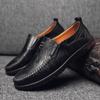 Fashion Men Casual Shoes Comfortable Slip On Leather Flats Men Sneakers Breathable Loafers 2024 New Male Business Shoe Driving Footwear