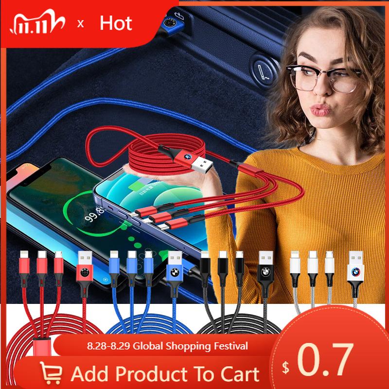Car Sticker 3 In 1 100W Pilot Lamp Super Fast Charging Cable USB Fast Charging Cable Accessory For BMW 5 6 Series X3 F10 F11 F18