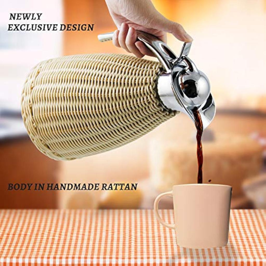 1,5 л Нержавеющая сталь Ротанг Термос Чайник Кофейный Термо-кувшин Большая емкость Винтажный Термо-кувшин Бутылка для горячей воды Термопот