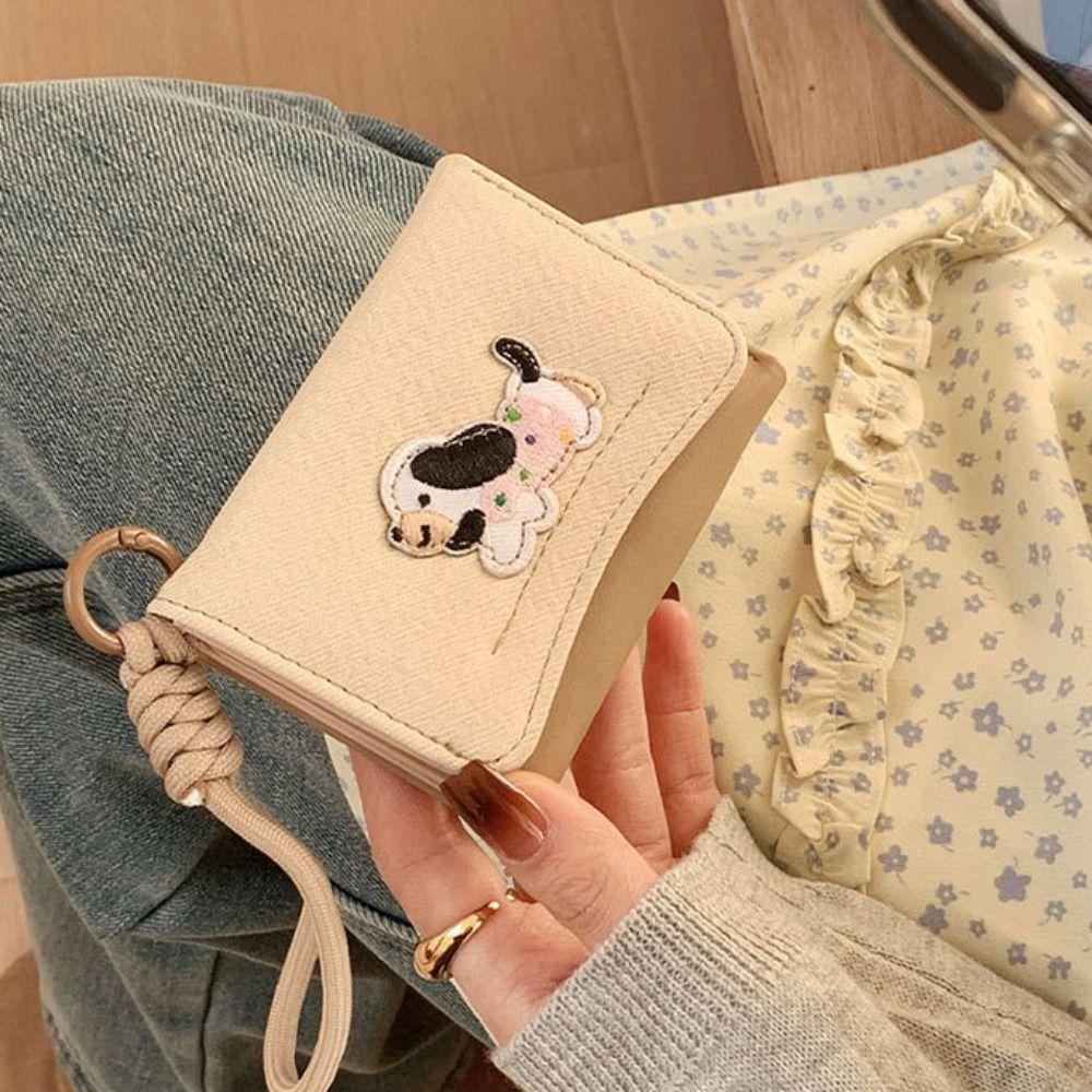 Embroidery Folding Purse Korean Style Card Holder Fashion Cute Puppy Short Wallet Girls