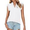 Женская модная однотонная плиссированная рубашка с V-образным вырезом и короткими рукавами