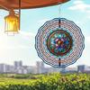 10 Inch Stained Glass Wind Spinner 3D Kinetic Metal Hanging Decor for Garden Yard Indoor Outdoor Blue White Windmill Gift for Women Men