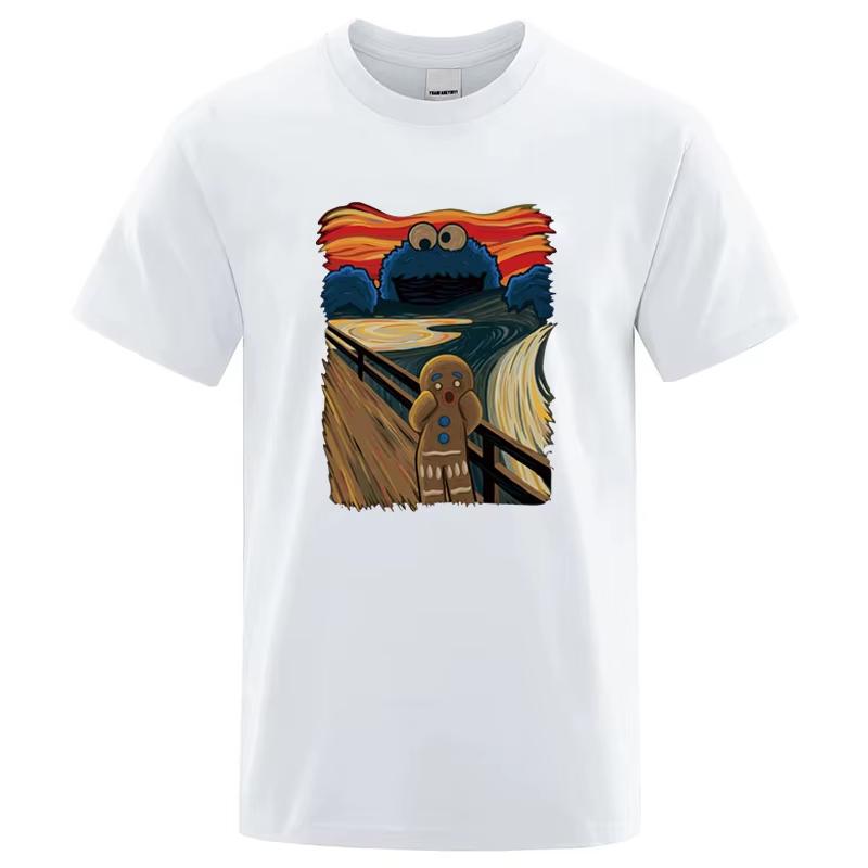 Famous Painting Parody Graphic Tshirt Abstract Monster Gingerbread Unisex Print Unisex Casual Short Sleeve Funny Streetwear Tee
