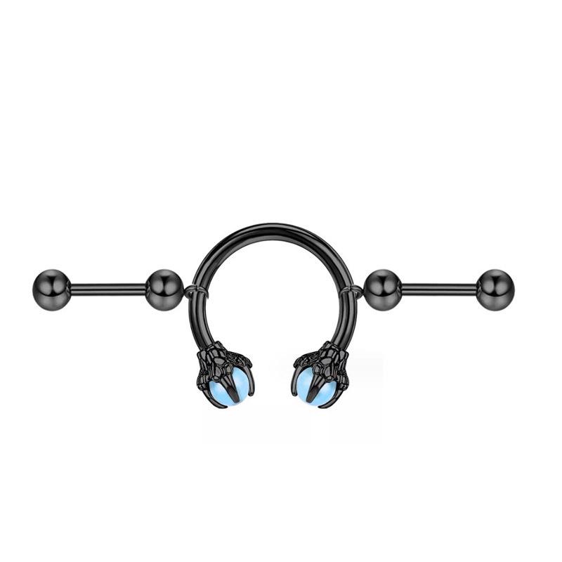 Пирсинг из нержавеющей стали с двумя ушными бабочками в промышленном стиле