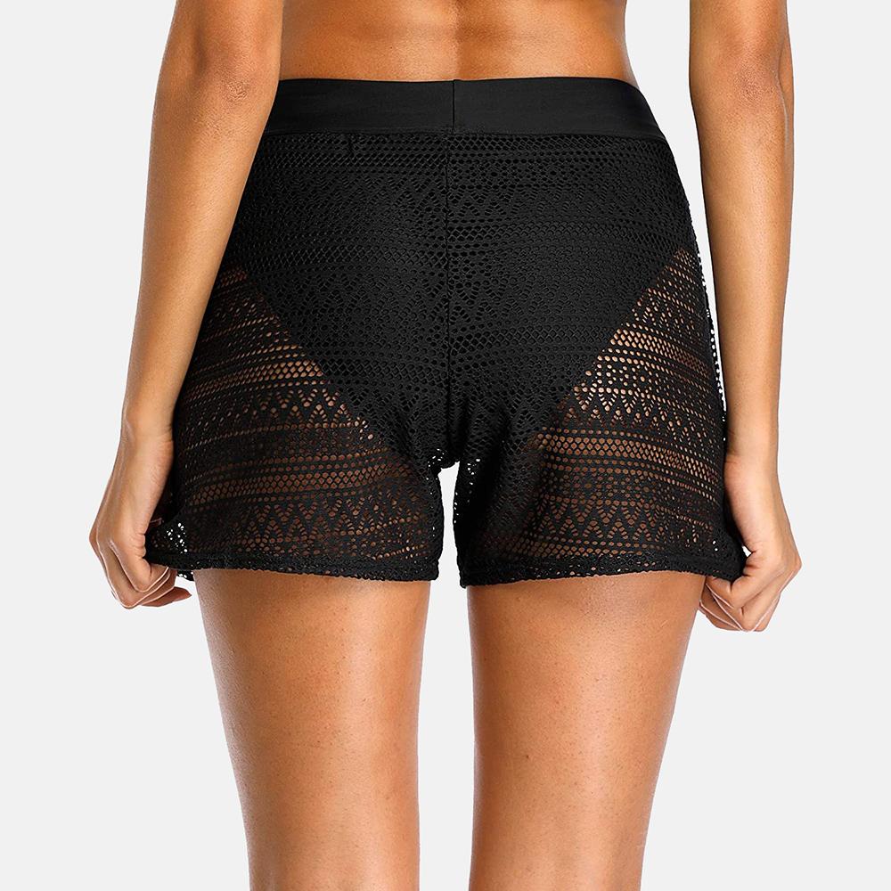 CHARMLEAKS Женские шорты для плавания, открытые купальники с высокой талией, встроенные короткие купальники, трусы для плавания, плавки-танкини