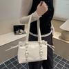 Rivet Belt Buckle PU Leather Shoulder Bag Multi Color Tote Bag Retro Women Underarm Bag  Daily Work
