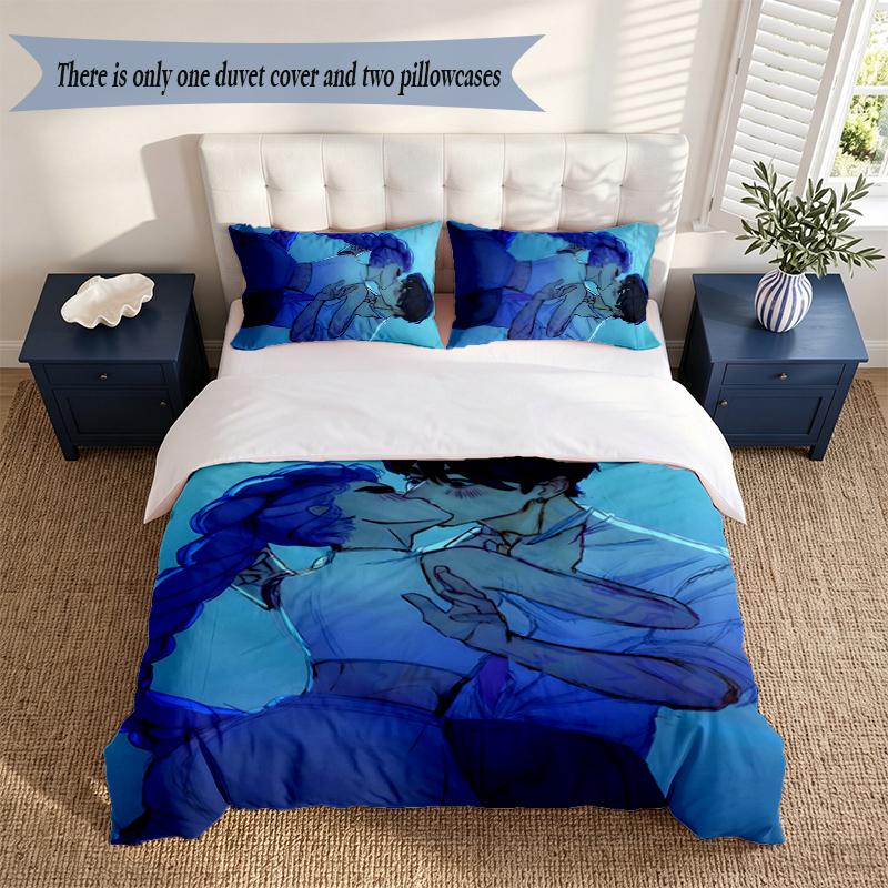 rujinu 3‑Piece Bedding Set Soft Microfiber Duvet Cover Pillowcases Comfortable Bed Linen for Bedroom Decoration