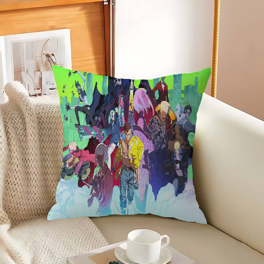 C-Cyberpunk Cartoon E-Edgerunners Decorative Room Aesthetics Pillow Case Home Decor Bedroom Sofa Bed Couch Pillow Cover 45X45