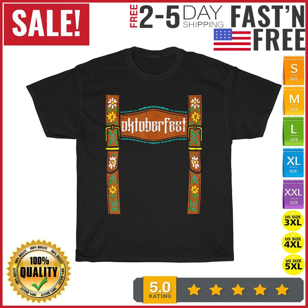 Oktoberfest Lederhosen Costume Cute German Bavarian Vintage T Shirt Mens Womens Tees Top Men Women