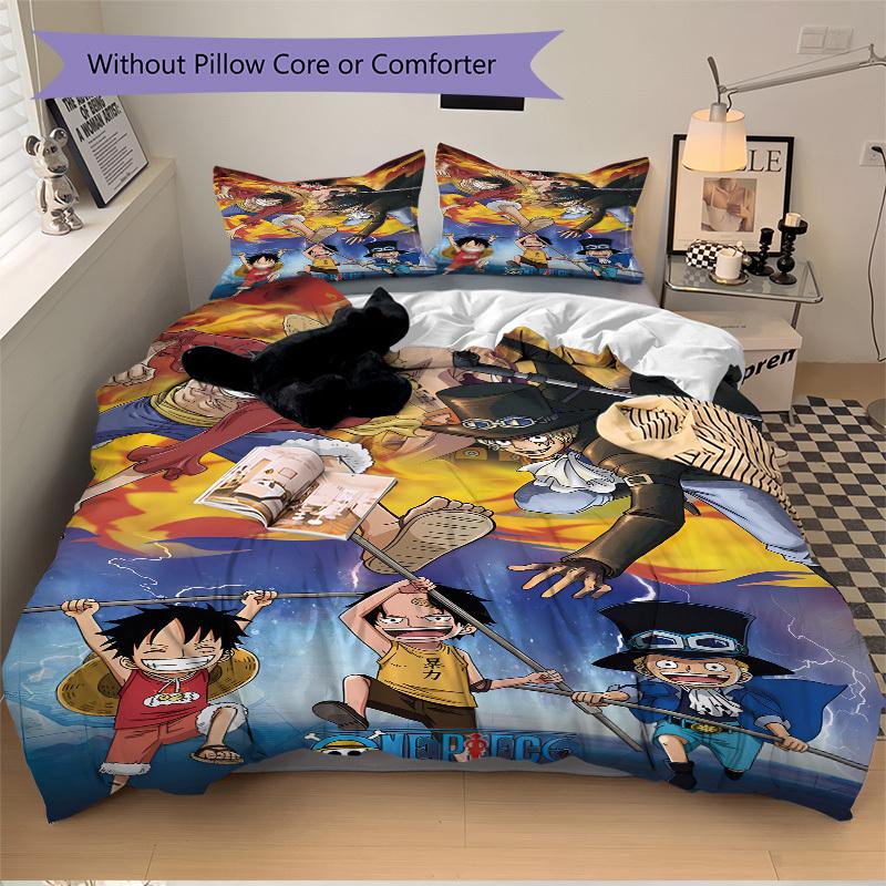 One Piece Adventure Bedding Set - 3 Piece Comforter Cover Gift for Bedroom,Includes No InsertB177