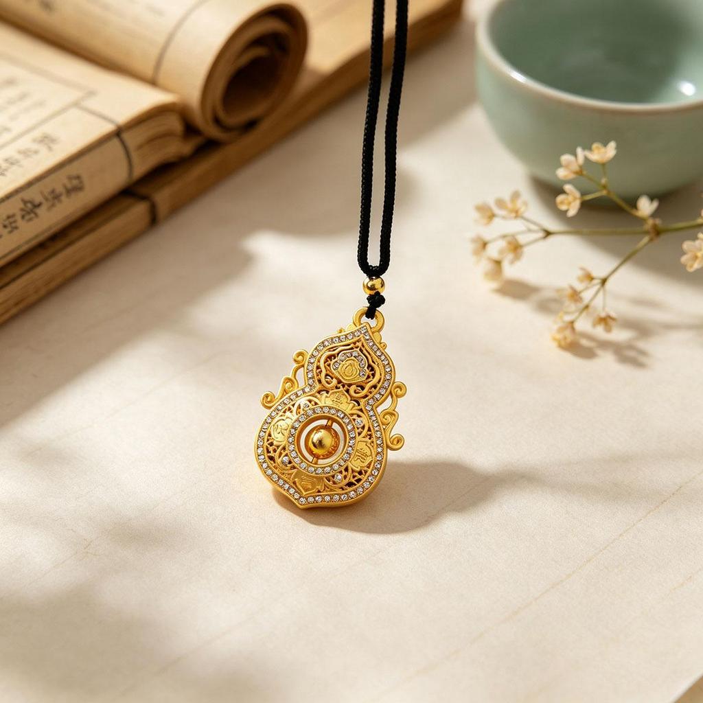 New Product National Trend Vintage Gold Hollow Gourd Necklace, Niche Design, Versatile, Couple Style, Daily Wear