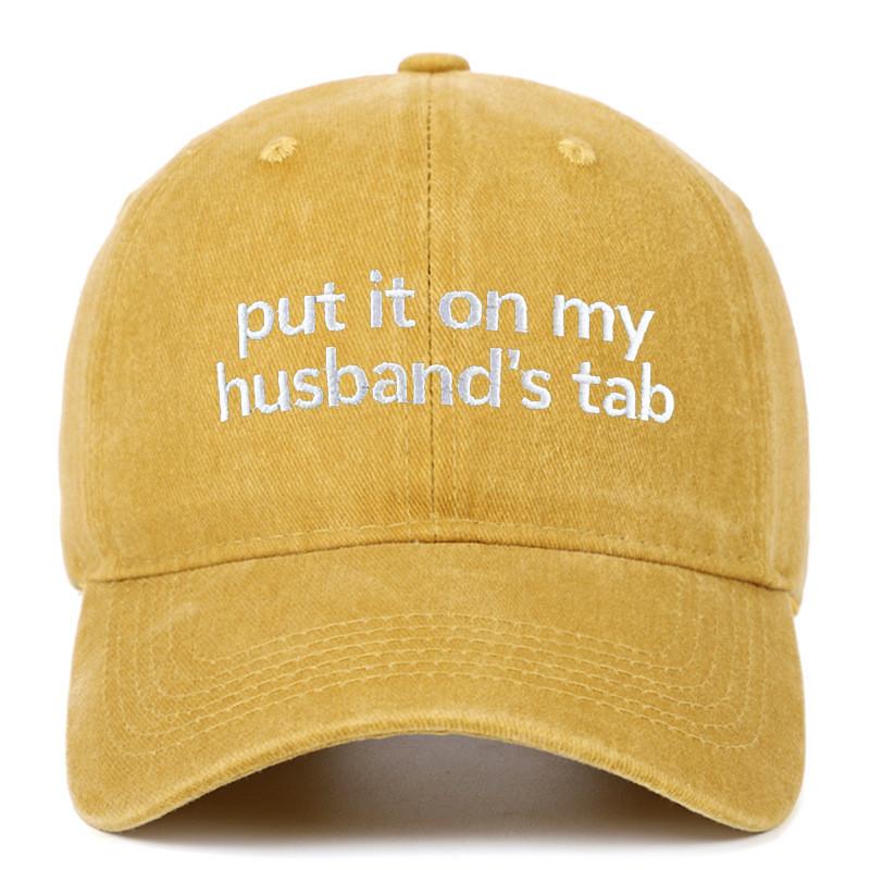 Put It On My Tab Embroidered Cotton Baseball Cap With Sunshade For Outdoor Casual Wear