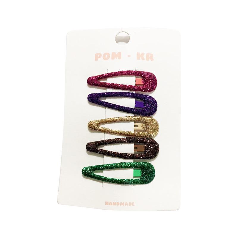 Iridescent 5cm Korean Christmas Glitter Hair Clips - Water Drop BB Style