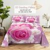 Pink Floral Bed Sheet Set Pillowcase Bedding Linens Cover Flower Queen King Twin Full Size for Single Double Bed Soft Thin