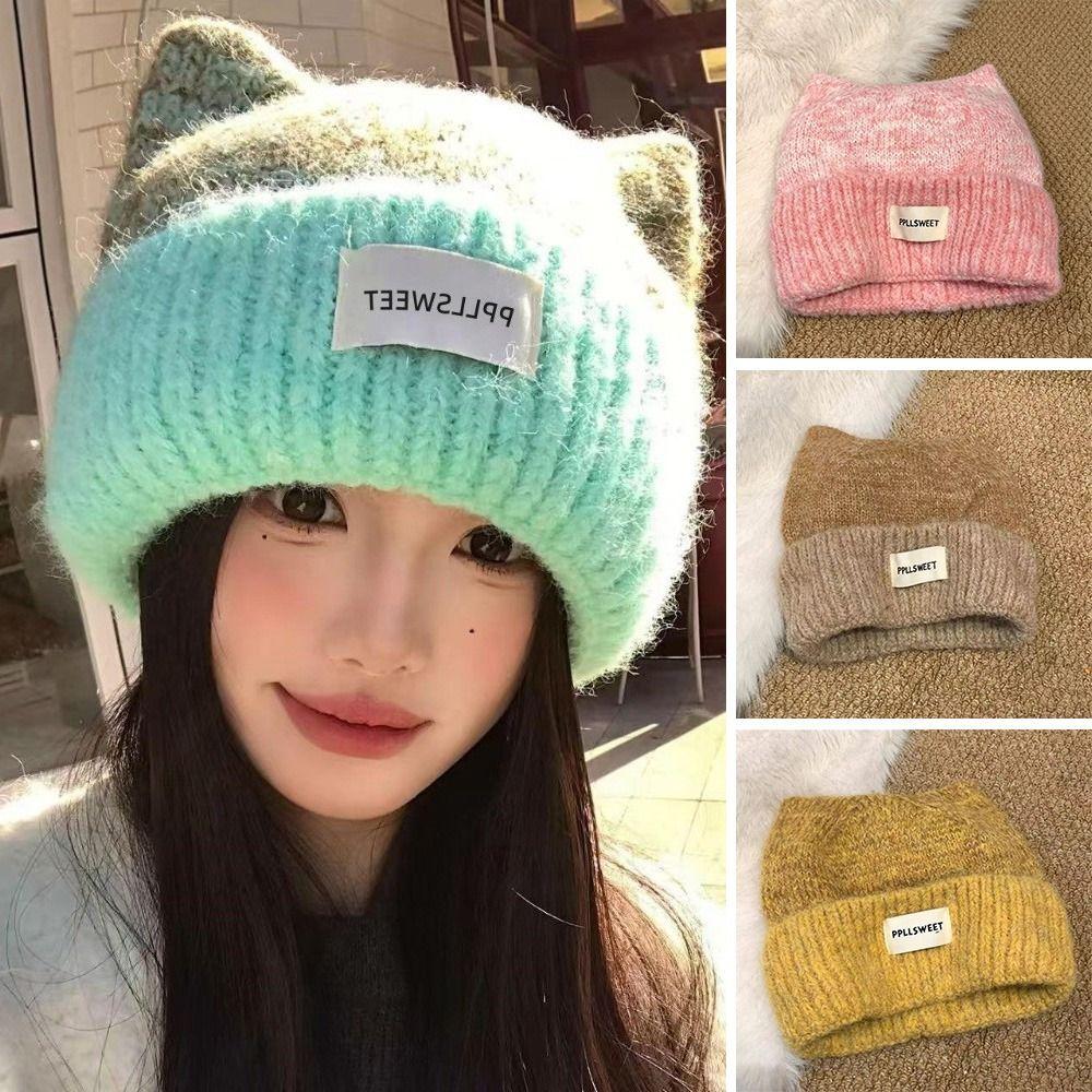 Cat Ear Cat Ear Beanie Soft Warm Cat Ear Hat New Knitted Beanie Hat Casual Outings