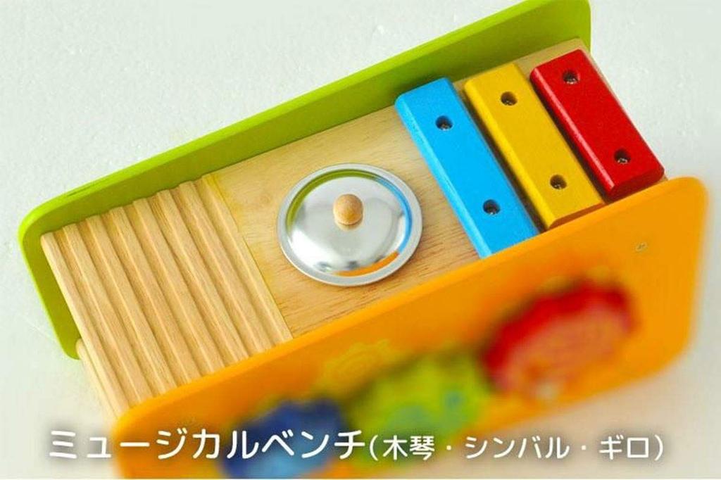 Edutē I'm Toy Busy Bench & Tower, Educational Wooden Toy with Musical Instrument and Hammer Toy, Sound-making Toy, Birthday Gift for 1-2 Year Olds