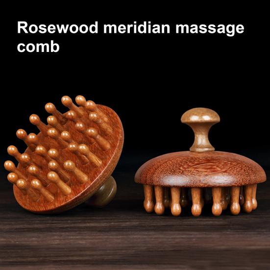 Массажная расческа для кожи головы из сандалового дерева с эргономичной ручкой, круглыми зубцами, антистатическая для роста волос, для мужчин и женщин, деревянная массажная щетка для головы