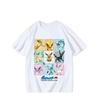 Pokmon Cartoon Eevee Cherry Blossom Tshirt Summer New Unisex and Women Loose Fashionable Casual Harajuku Short Sleeved Top