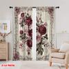 2D плоская печать 2 шт. Праздничные оконные шторы Цветочный Роза Универсальная ткань Без электричества Праздничные украшения Применяется для комнаты