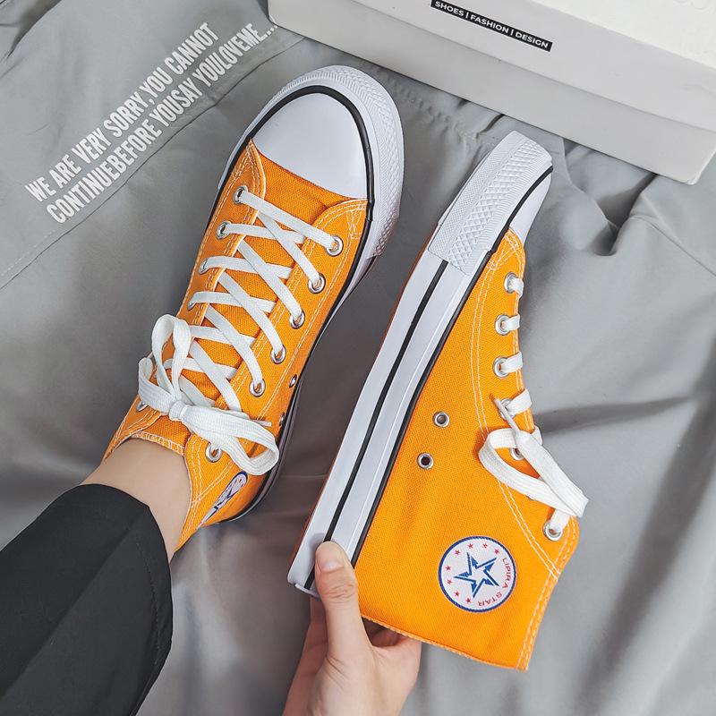 Туфли унисекс Douchuan с высоким берцем из парусины: Модные кроссовки в корейском стиле для студентов