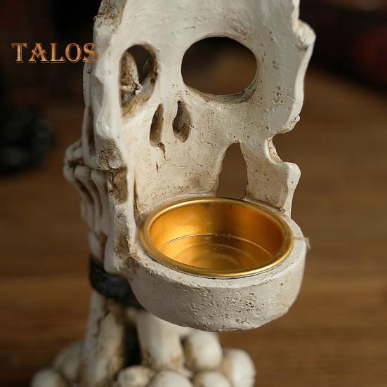 Подсвечник в виде черепа на Хэллоуин, готический, без слов, черно-белый, скелет, смоляная подставка для свечи, ароматизированная свеча, подсвечник, украшение для стола