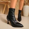 Мода 2025 Весна Женские Современные Ботильоны с Острым Носком Модные Короткие Ботильоны из Мягкой Кожи Лаконичная Обувь на Высоком Каблуке