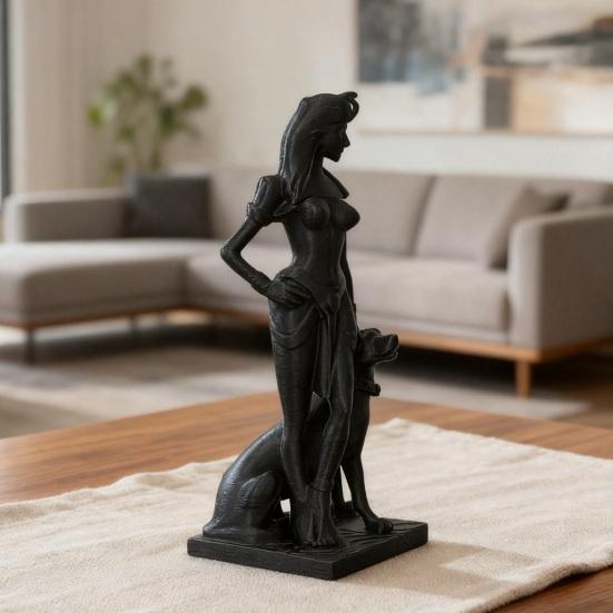 3D-печатная фигурка женщины и собаки, скульптура собаки - египетской богини, коллекционная настольная статуэтка для гостиной, спальни, книжной полки, декор для стола
