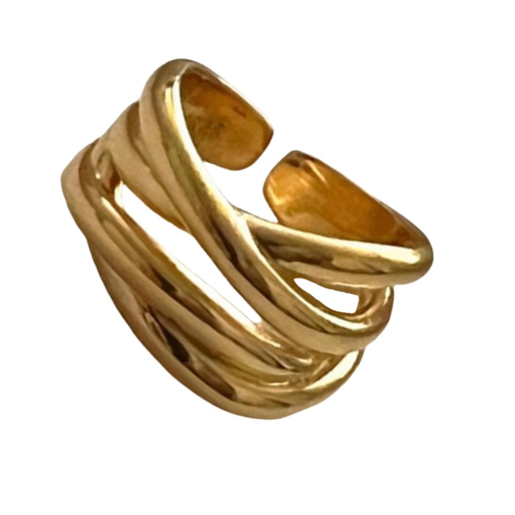 Нерегулярные переплетенные кольца ручной работы Женское кольцо с нерегулярными линиями и геометрическим узором для модных нарядов