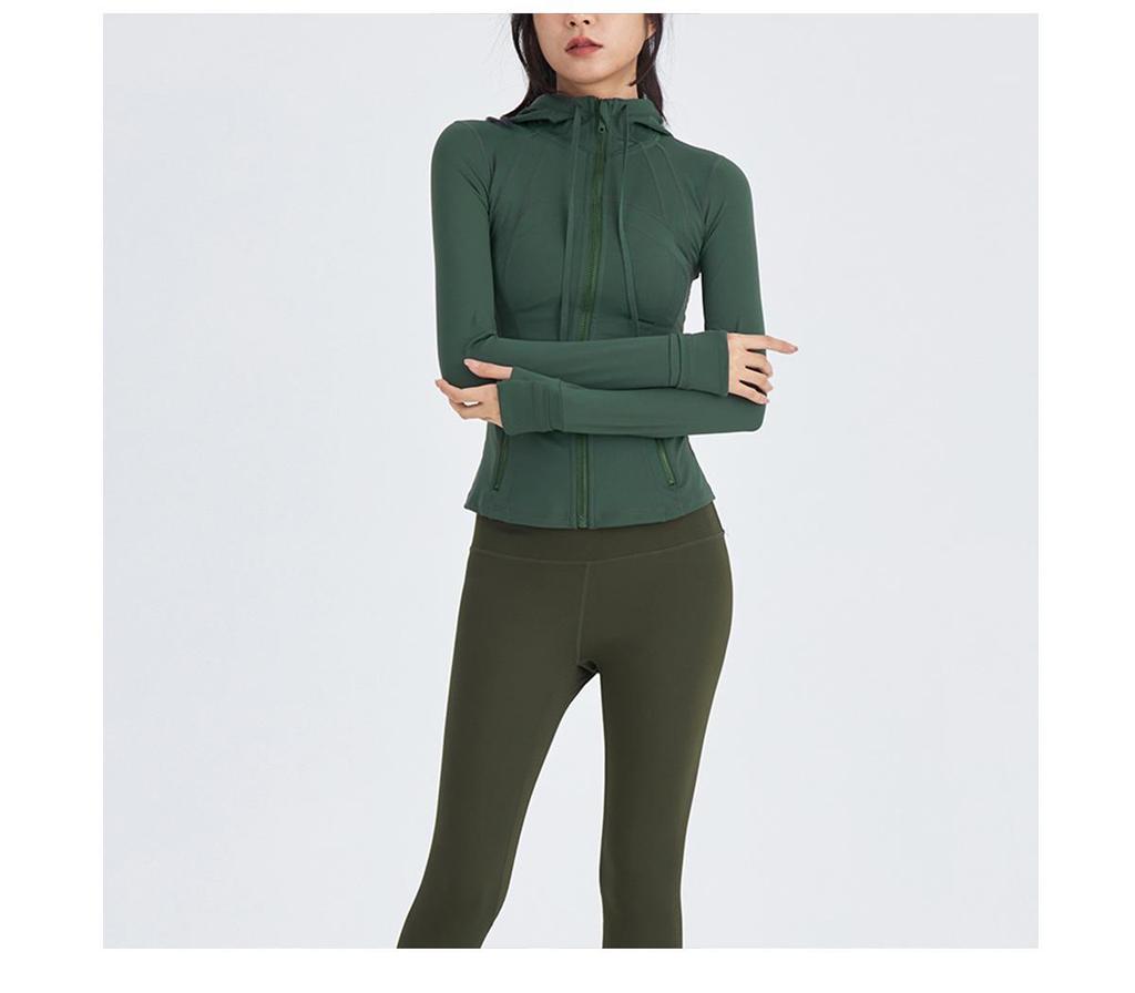 Женский высокоэластичный костюм для йоги с капюшоном: Весенне-осенний топ для бега и профессиональная спортивная куртка