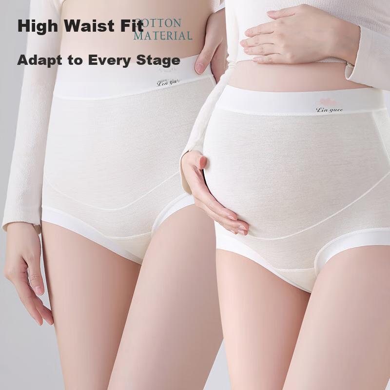 LangSha Maternity Underwear for Women, Modal High-Waist Tummy Support, Extended Cotton Pouch, Antibacterial, High-Elasticity, Plus Size Shorts