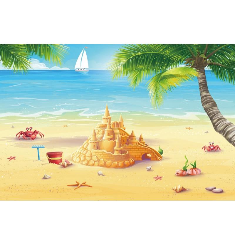 Tropical Beach Backdrop Decoration Seashell Starfish Summer Vacation For Pool Party Celebration Backgrounds For Photographs