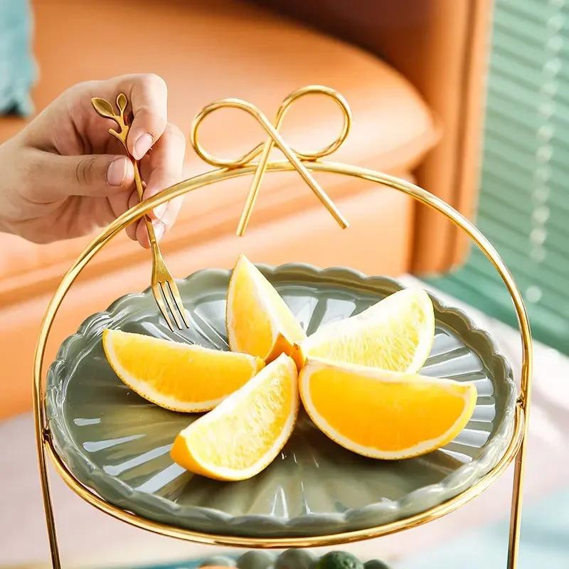 2-слойная креативная подставка для торта, поднос для фруктов, блюда для подачи конфет, закусок, фруктовое блюдо, рождественский декор, хранение продуктов