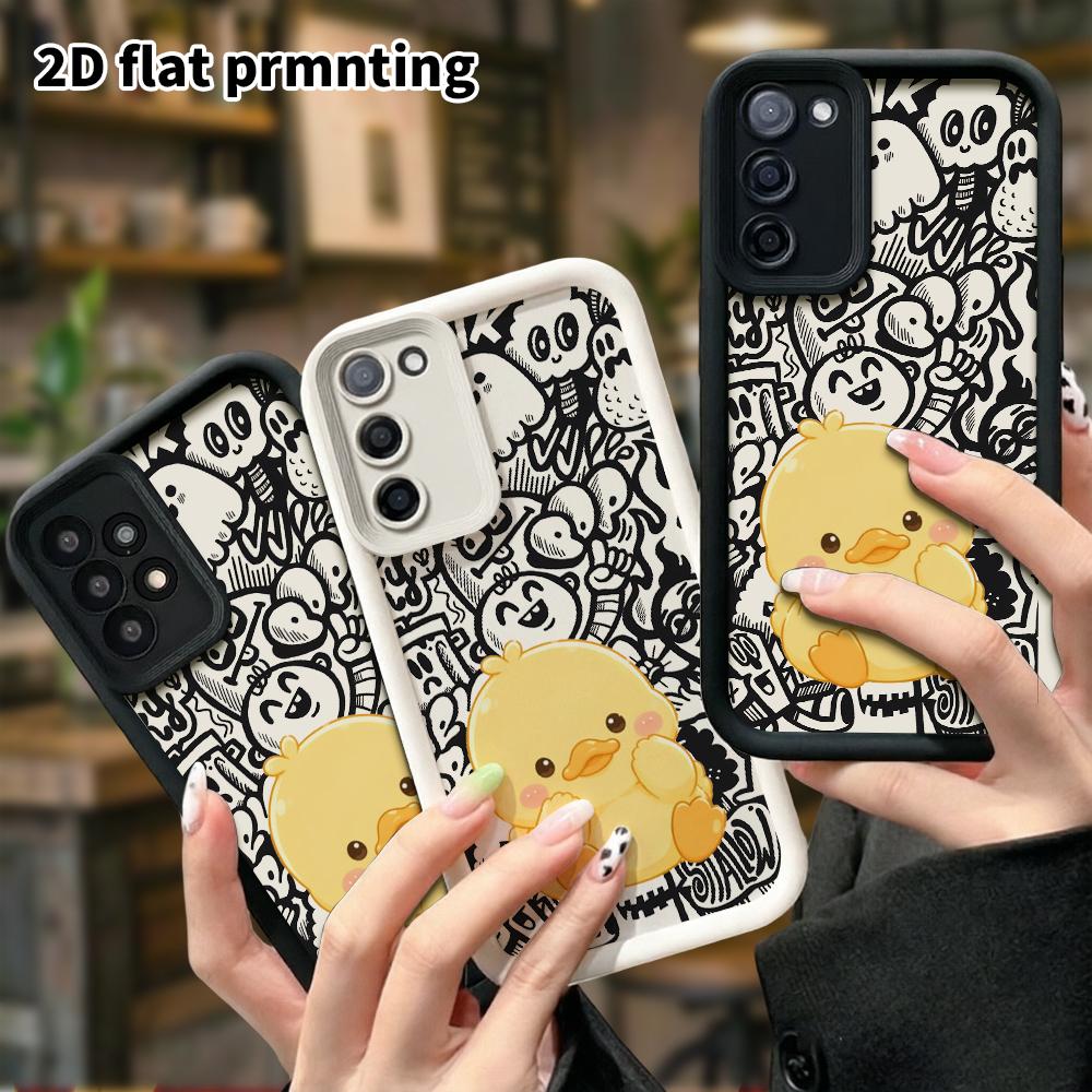 Phone case: 2D flat Samsung Galaxy A34 A35 M05 M06 S20 S22 S21 FE Plus 5G protective case, little yellow duck, Christmas and Halloween gift