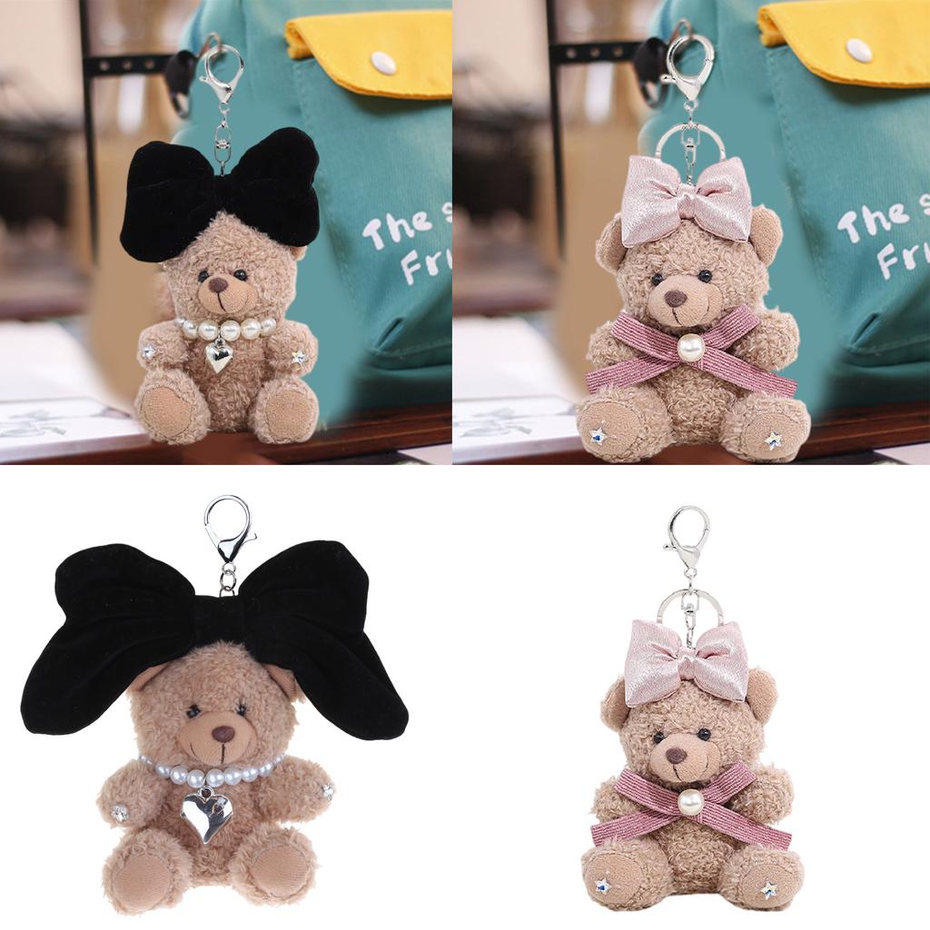 Fashion Bowknot Bear Charm Keychains Lovely Ornament Women Car Keyring Backpack Handbag Charm Pendant Keys Holder