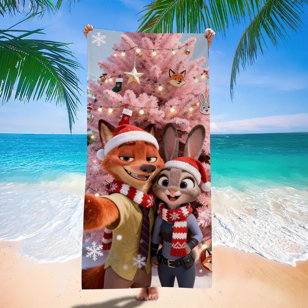 Zootopia Beach Towel Microfiber Bath Towel Kids Cartoon Week Judy Nick Quick Dry Towel